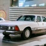 Mercedes-Benz Experimentier-Sicherheits-Fahrzeug ESF 22 aus dem Jahr 1973. Exterieuraufnahme von links vorn.