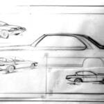 Eine Coupé-Studie für Mercedes-Benz, skizziert von Friedrich Geiger.